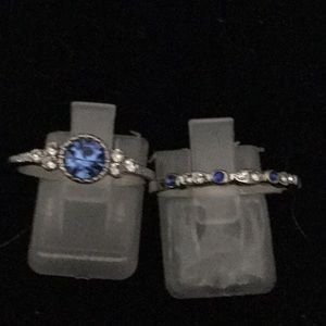 Sterling silver blue white sapphire set